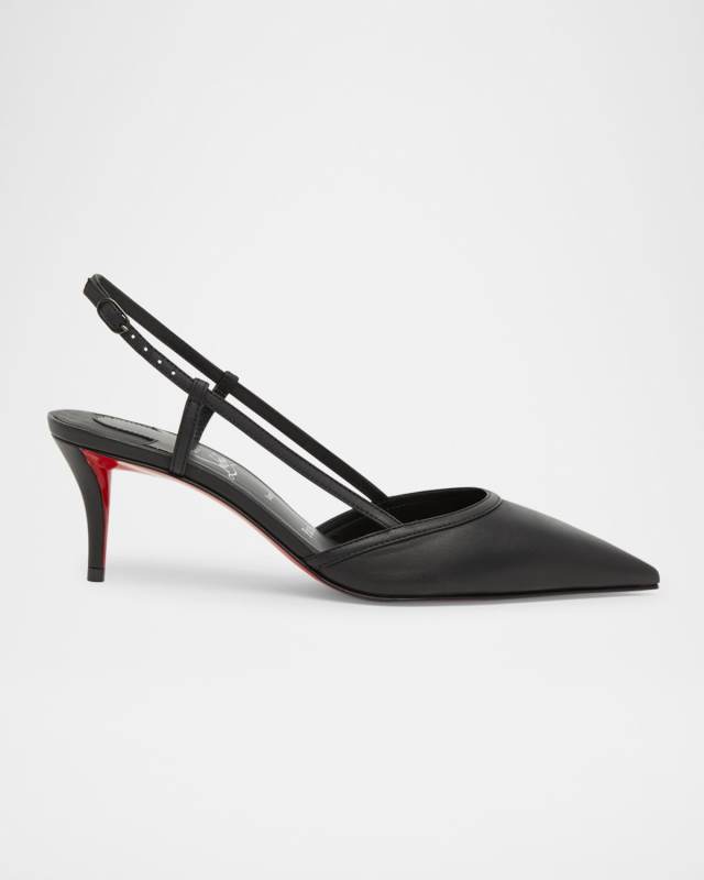 Miss Z Leather Slingback Red Sole Pumps